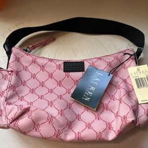 Lauren Ralph Lauren Pink and Black Shoulder Bag